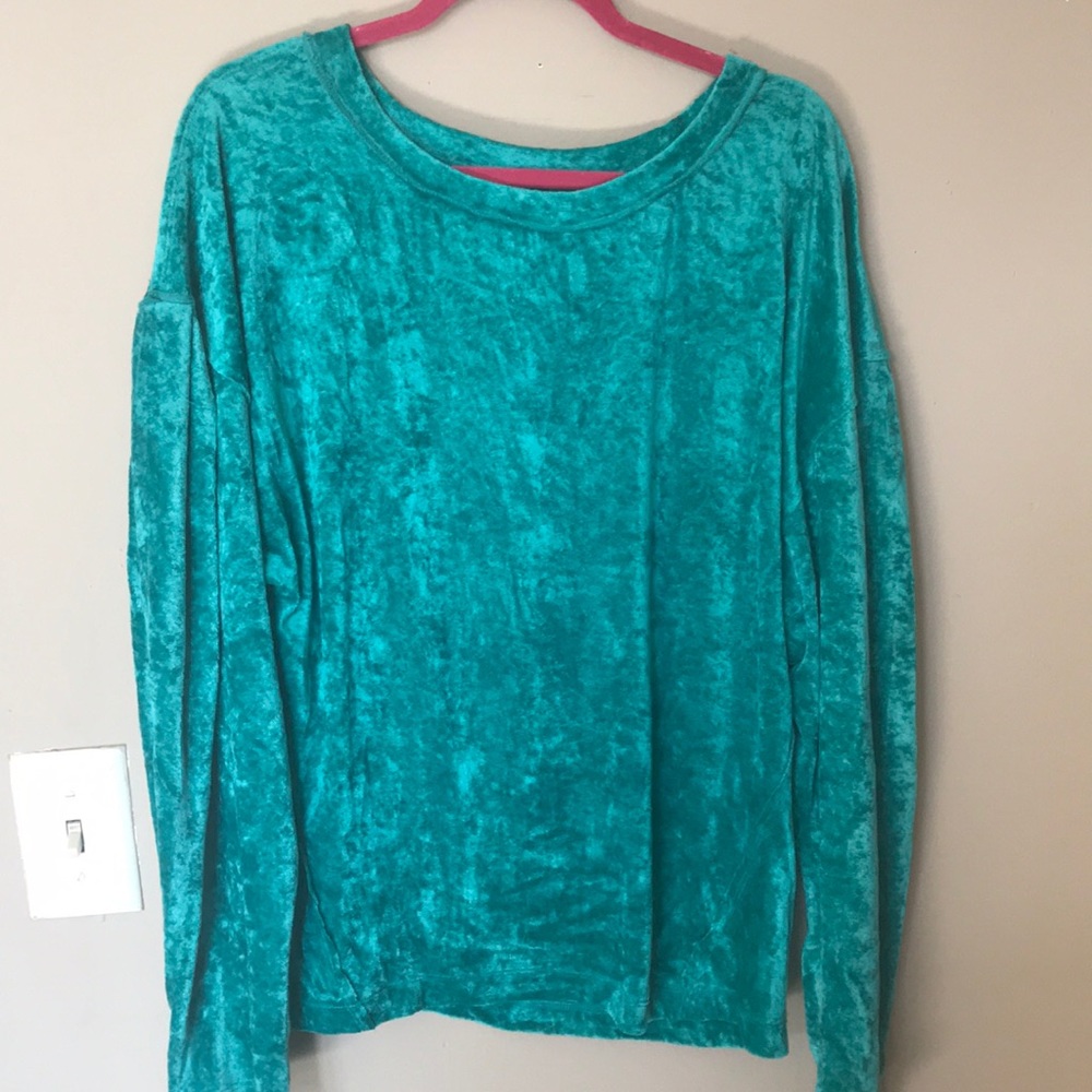 Free people crushed velvet pull over turquoise